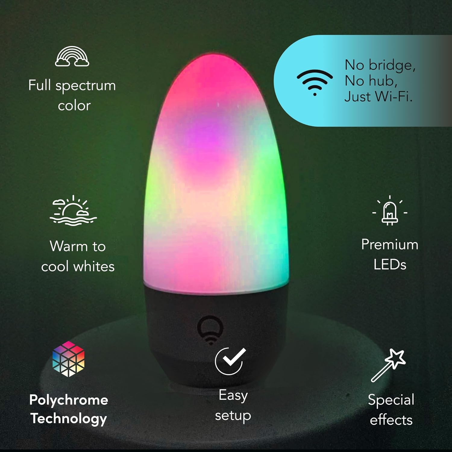 LIFX Color Smart Candle LED Bulb, E26 Base, Wi-Fi RGBW Flame Effect with 26 LED Zones, Dimmable, Flame & Morph Modes, App + Voice Control (Alexa, Google, Siri), 1500K–9000K Tunable White, LFX/ETF - Image 2