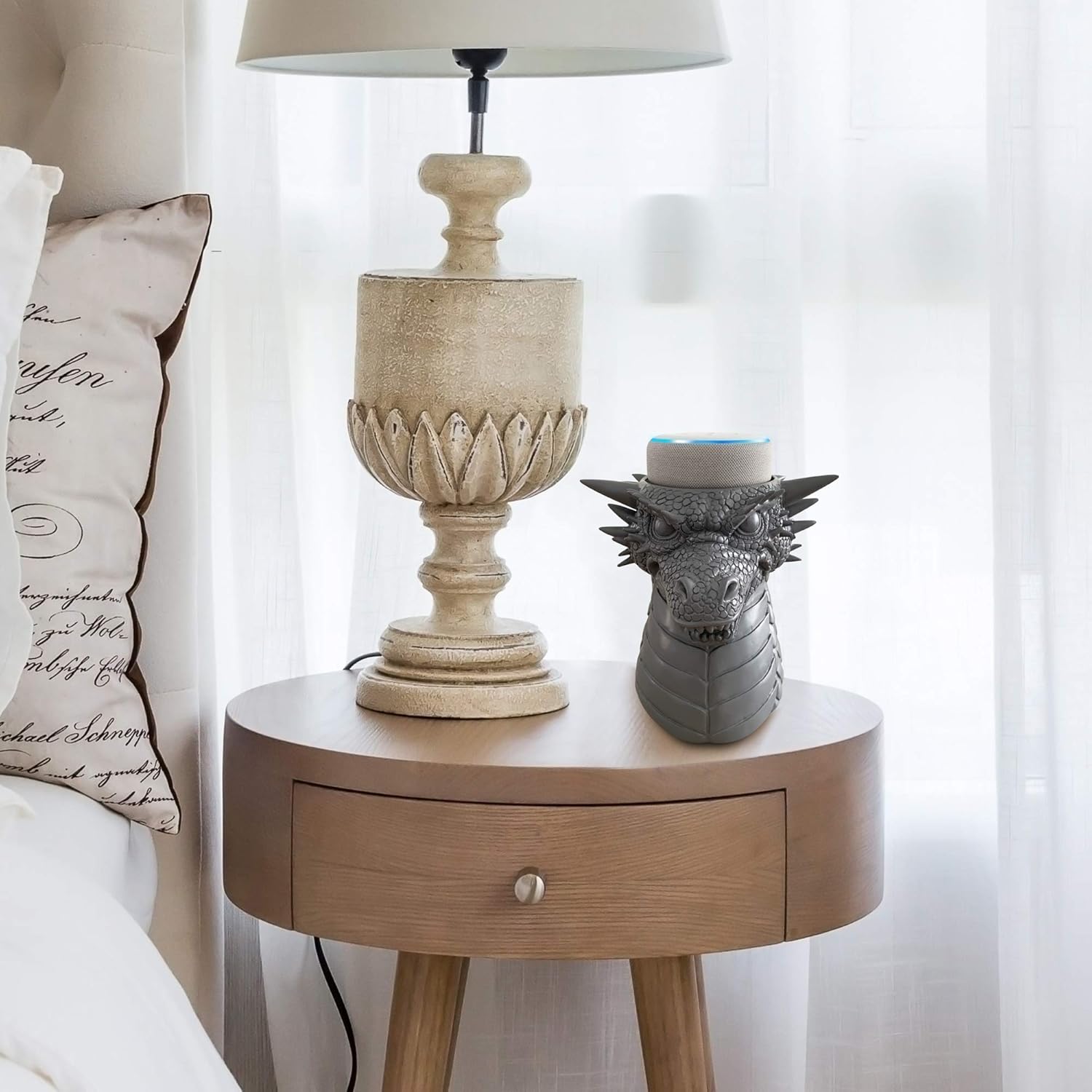 Dekodots Smart Speaker Table Stand (Dragon) - Decorative Holder for Amazon Echo Dot or Google Home Mini - Portable Design, No Sound or Microphone Interference - Durable Poly-Resin - Image 2