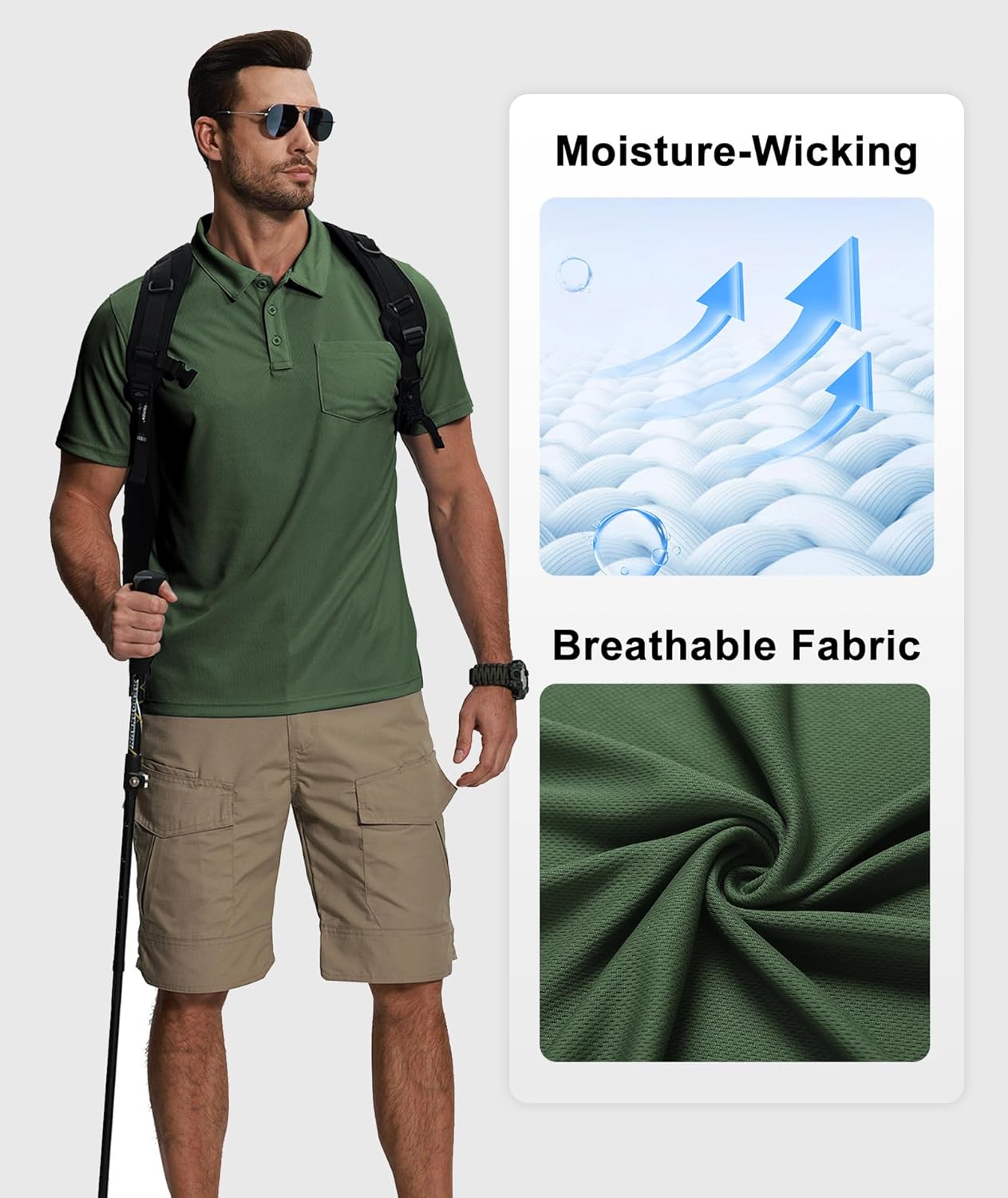 ZITY 5 Pack Polo Shirts for Men with Pocket Dry Quickly Short Sleeve Athletic Outdoor Work Collared Shirts - Image 4