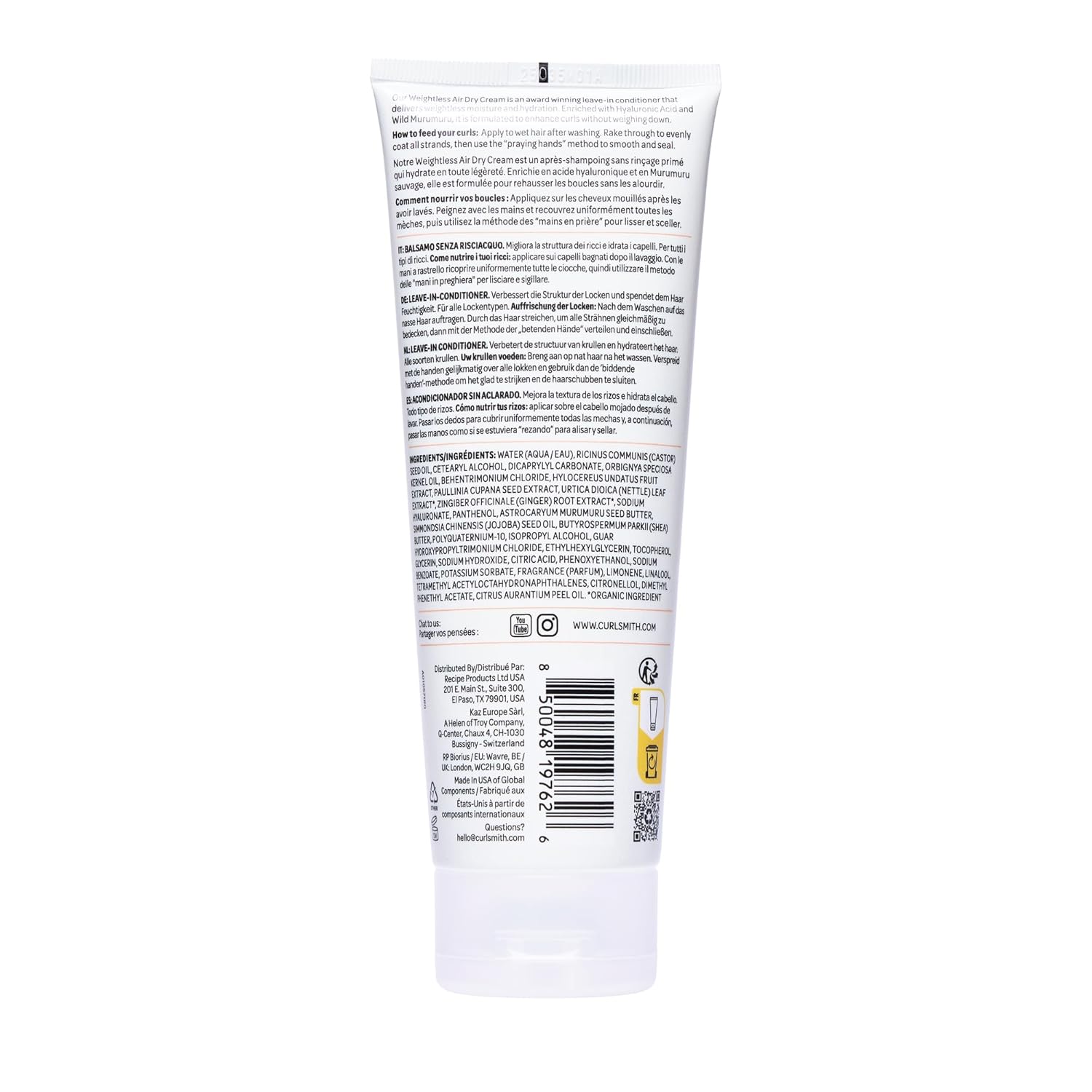 CURLSMITH Weightless Air Cream - Air Dry Curl Cream, Hydrating and Detangling, Best Leave-In for Dry Curly Hair, For All Curl Types, Vegan & Cruelty Free - Image 9