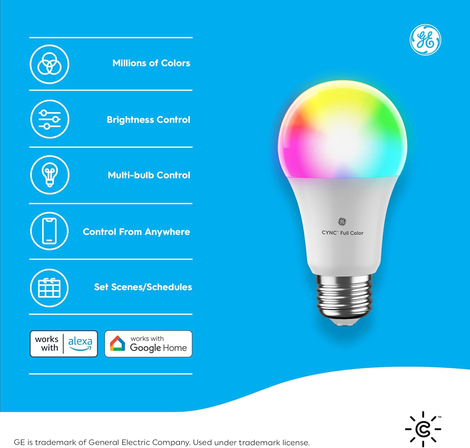 Cync GE A21 Smart LED Light Bulbs, Color Changing Room Decor, Bluetooth and WiFi Light Bulbs, 100W Equivalent, Work with Amazon Alexa and Google Home (4 Pack) - Image 2