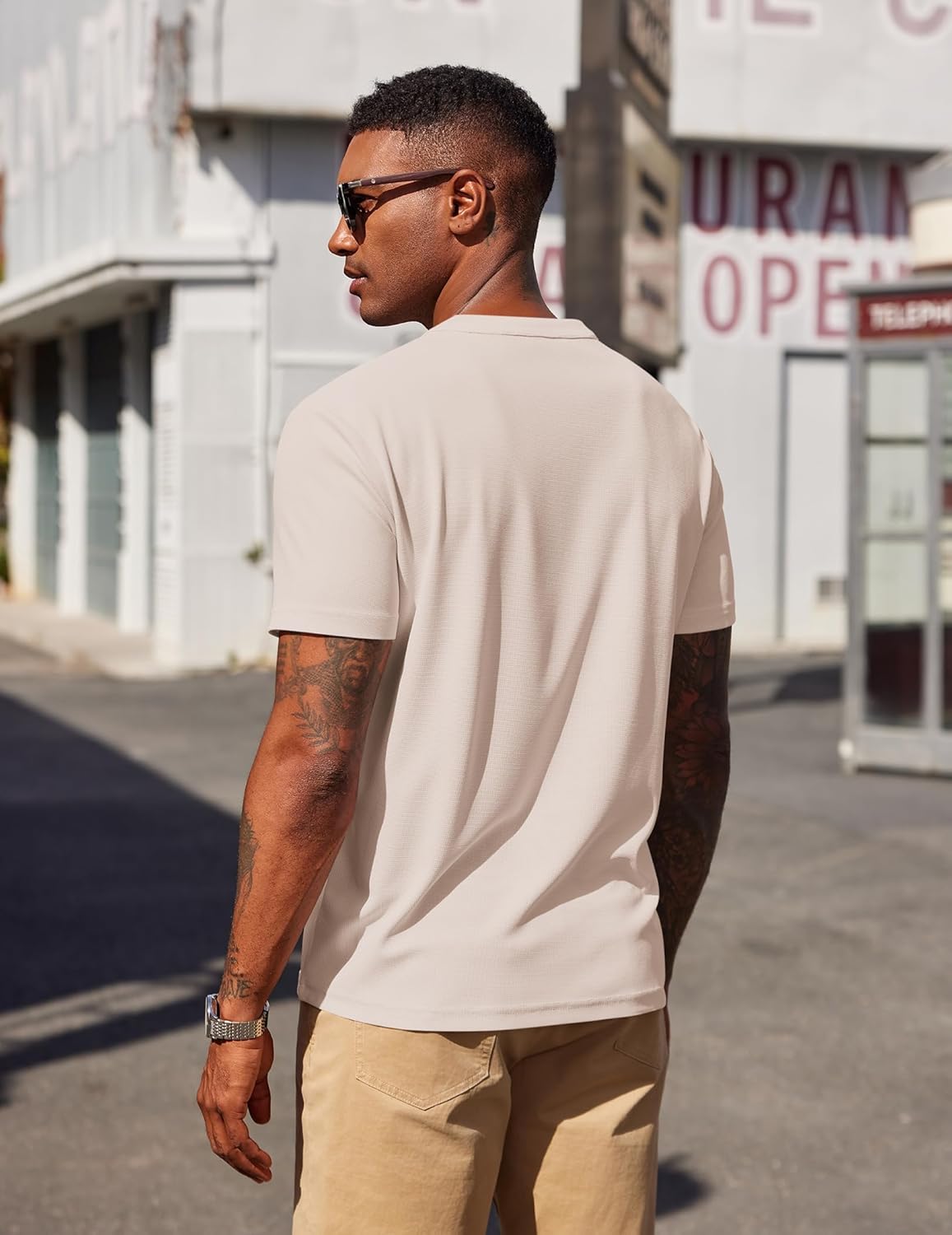 COOFANDY Men's Henley Shirts Short Sleeve Texture Casual Button Henley Summer Classic Basic Tee Shirts - Image 4