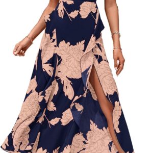 BTFBM Women Casual Sleeveless Summer Dresses 2026 Spring Crewneck Patchwork Boho Floral Ruffle Cocktail Party Midi Dress