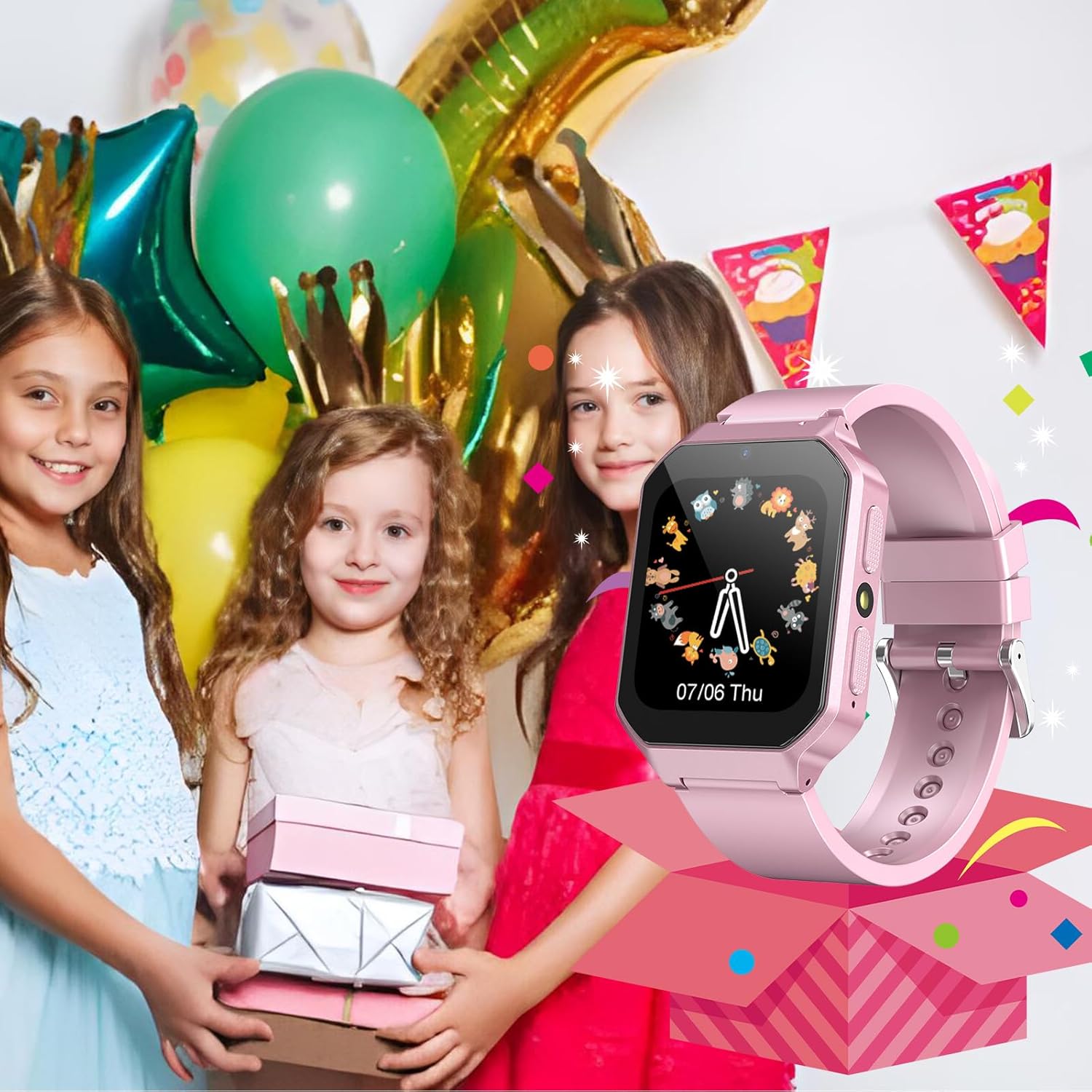 Smart Watch for Kids 3-12 Years Boys Girls, 26 Puzzle Games, Smartwatch with Camera, Pedometer, Stopwatch, Video Voice Music Player Calendar Alarm Clock Learn Card for Children Gifts (Pink) - Image 7