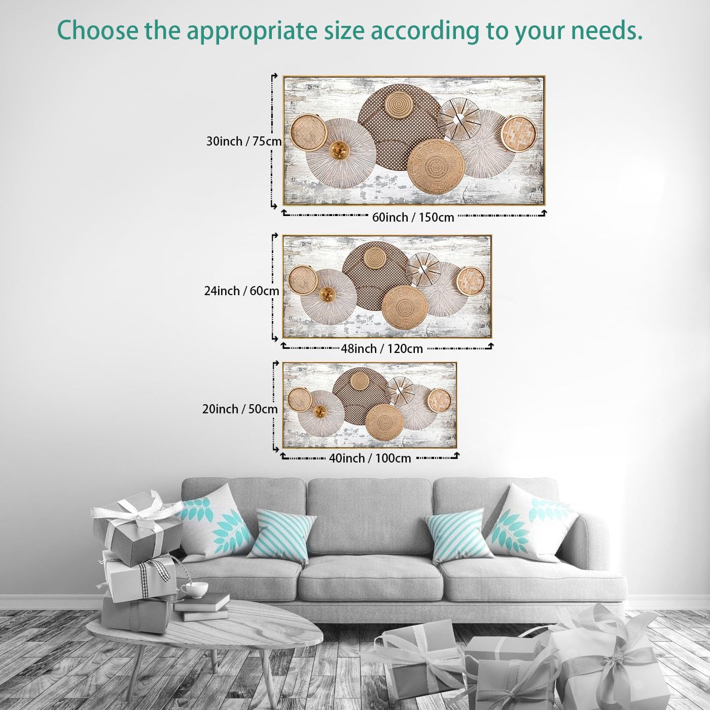 Wall Art Floral Rustic Wall Decor Yellow and White Canvas Painting Abstract Wall Art for Bedroom Living Room Dining Room Home Office Decor 20"x40" with Framed - Image 8