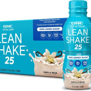 GNC Lean Shake 25 Protein Shake, Clinically Proven Weight Management, Meal Replacement, 25g Protein with Zero Added Sugar, Ready To Drink, Vanilla Bean, Pack of 12
