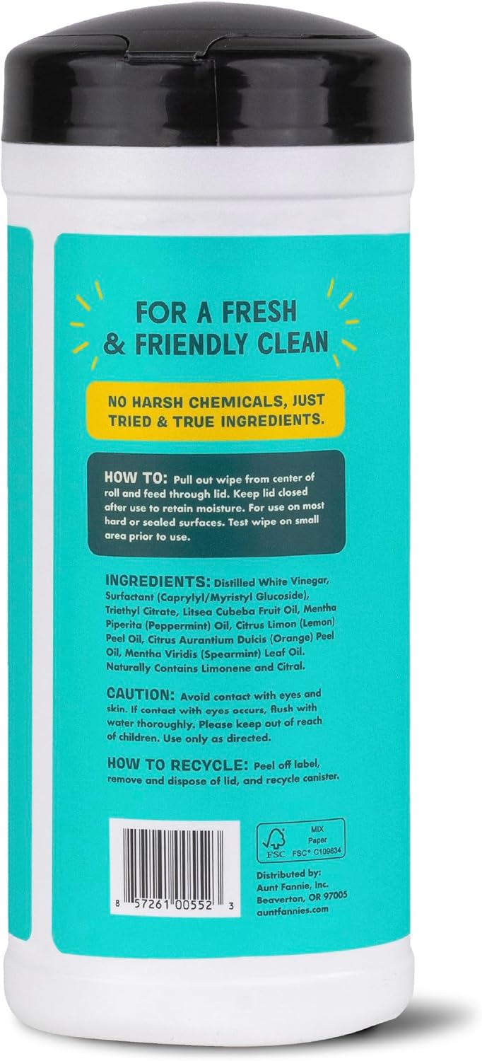 Aunt Fannie's Natural Cleaning Vinegar Wipes, Multipurpose Surface Cleaner, Bright Lemon Scent, 35 Count (Pack of 1) - Image 7