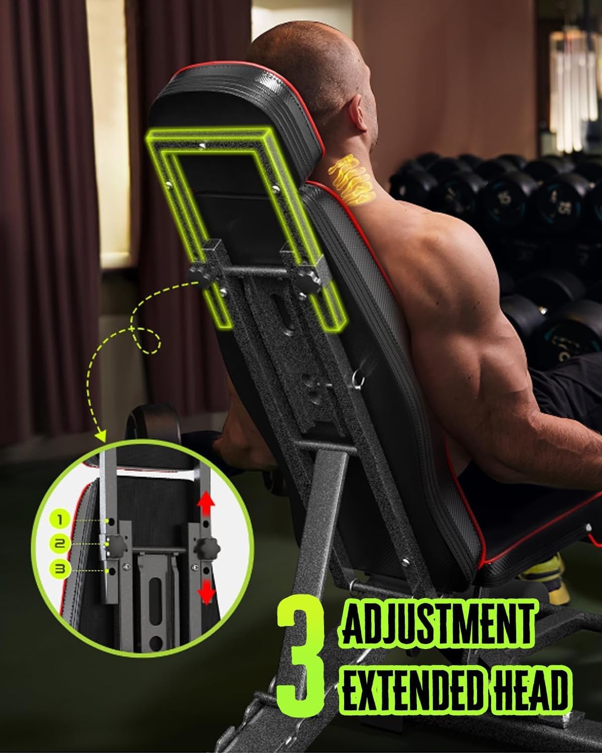 Adjustable Weight Bench for Bench Press, Heavy Duty Stable Workout Bench Foldable Weight Benches for Home Gym, Incline/Decline 90 Degree Bench Exercise Bench - Image 3