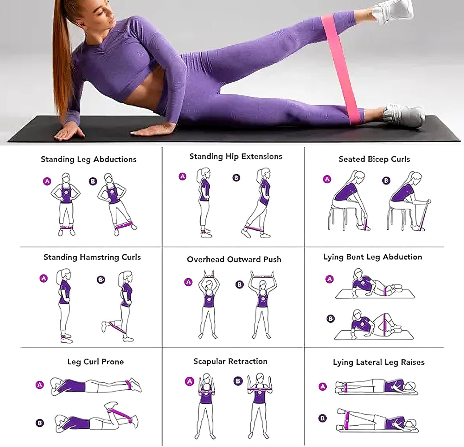 Resistance Bands Set, Resistance Loop Exercise Bands with Instruction Guide and Carry Bag, Versatile Latex Exercise Bands for Home and Gym Workouts, Set of 5 - Image 5