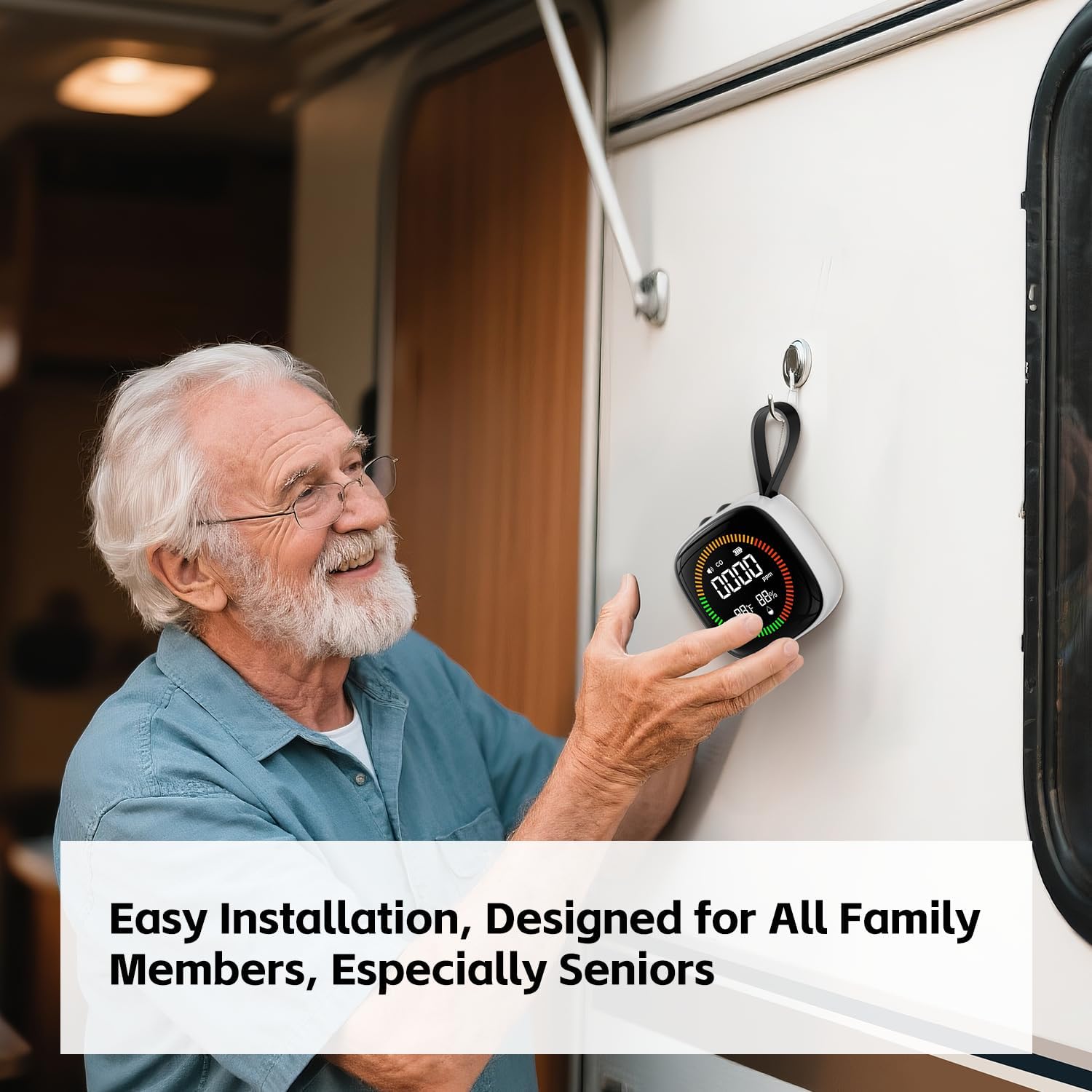 3-in-1 Carbon Monoxide Detectors Battery, Travel, Portable CO Detector, RV CO Alarm Temp/Hum Sensor, Rechargeable CO Monitor, for Home, Car, Travel, Camping-White - Image 5