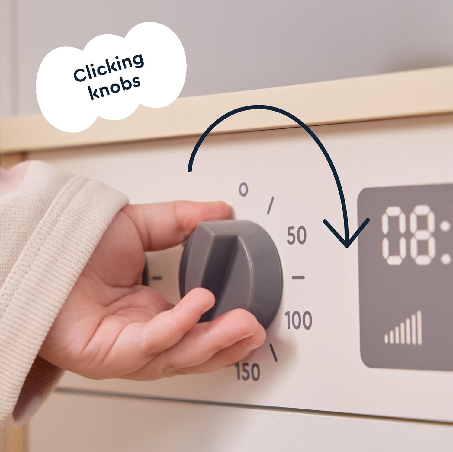 Wooden Kitchen Master Chef's Kitchenette with Sink & 180 Rotated Faucet Toy, Pretend Playset for Toddlers 3-6 – Interactive Kids Kitchen Playset with Lights & Sounds - Image 8