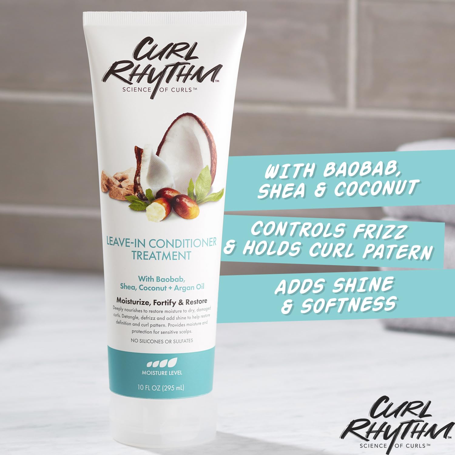 Leave-in Conditioner Treatment - Leave-in Conditioner for Curly Hair - Hair Conditioner with Shea, Coconut, and Argan Oil - 10 oz - Image 2