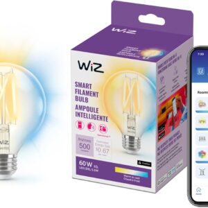 WiZ Connected 60W G25 Tunable White Filament Smart Light Bulbs – E26 LED Bulb – Control with Voice or App + Activate with Motion – Matter Compatible – 1 Pack