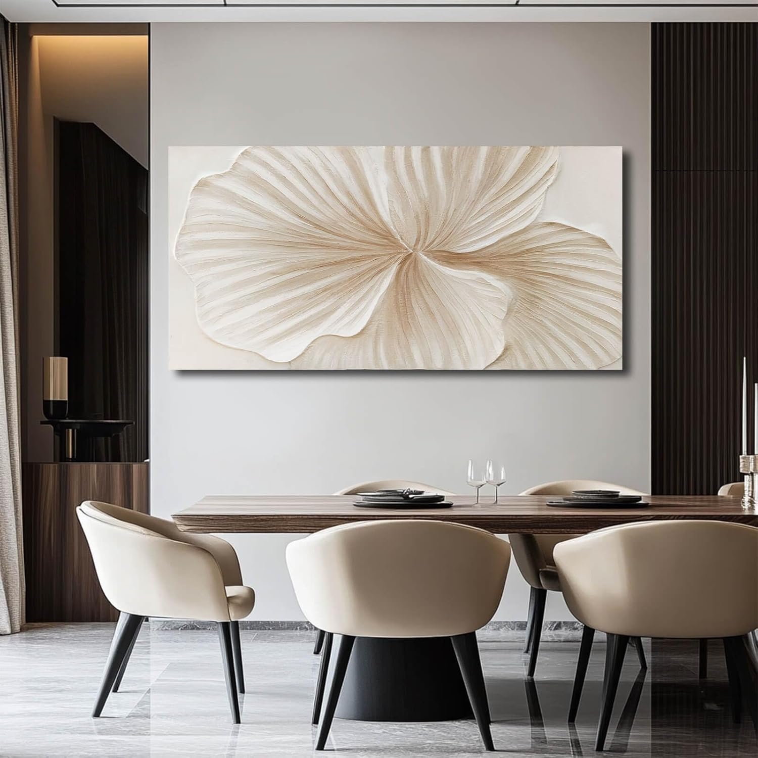 WINKAILIN White and Gold wall Art Abstract Floral Painting Modern 24x48 Artwork Minimalist Canvas for Bedroom Living Room Office Home Decoration - Image 6