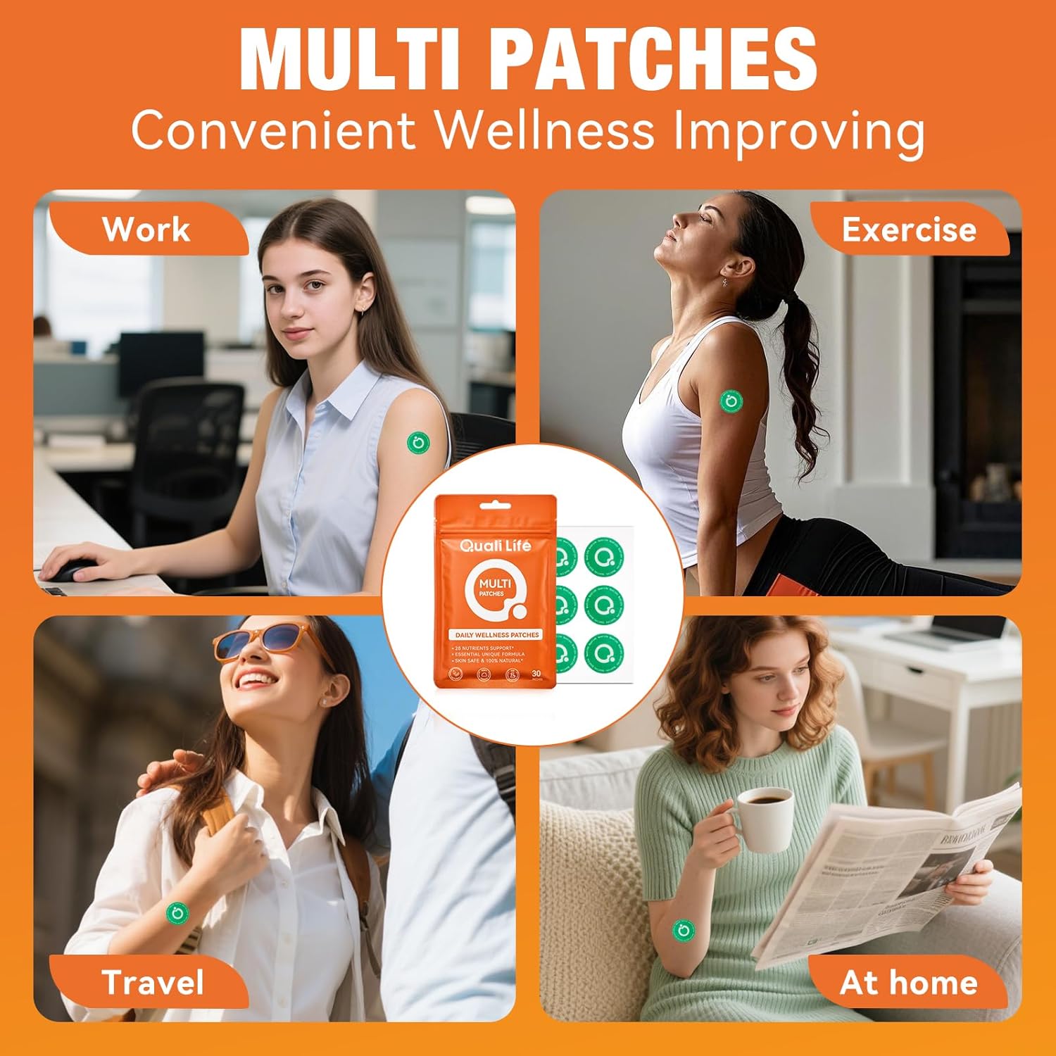Multi Plus Topical Patch for Women & Men, Essential Daily Healthy Patches with D3&K2 for Hours Release, 28 Nutrients with Iron Support, 30 Days Supply - Image 6