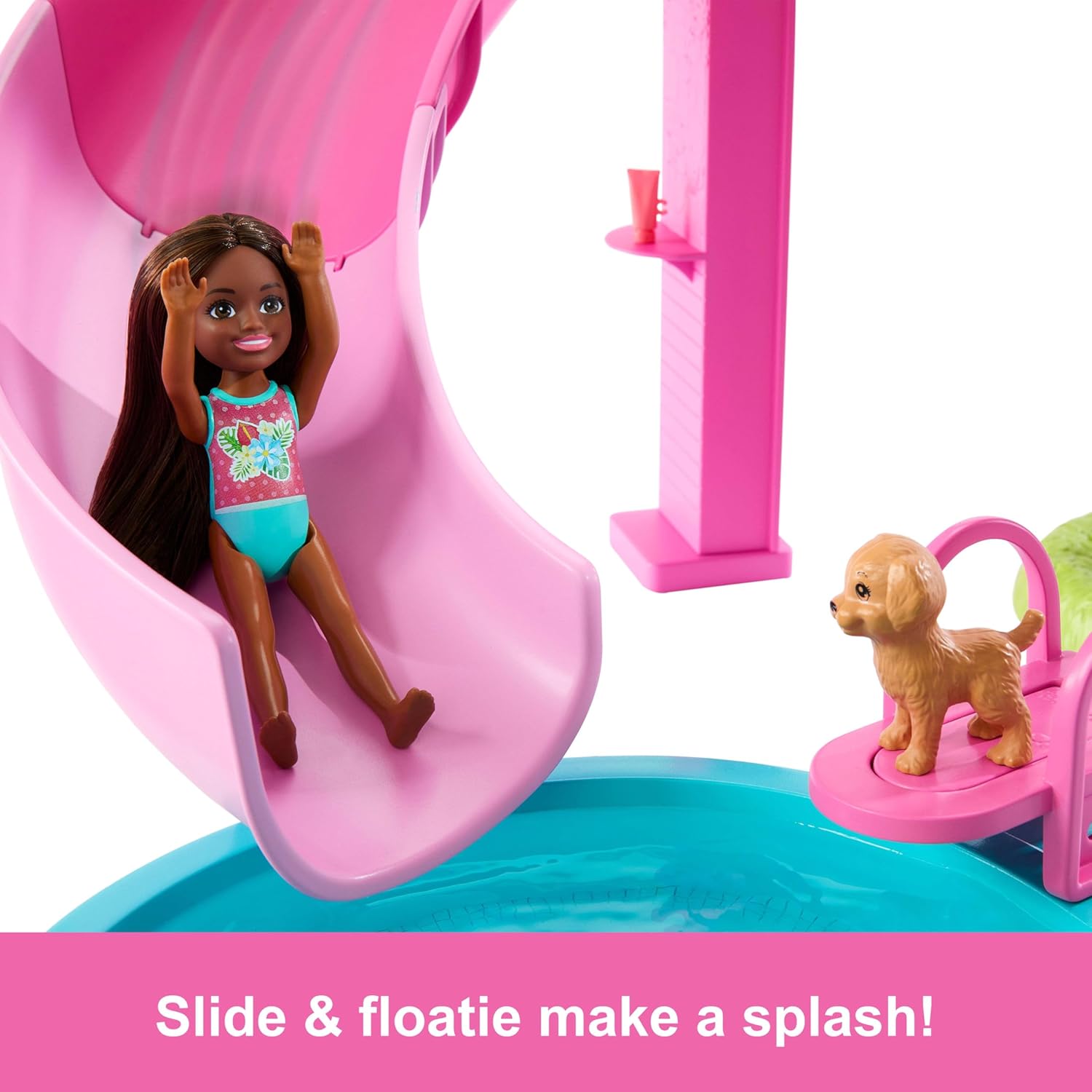 Barbie Dream Pool Playset with 6 Play Areas, Including Slide & Bubbling Hot Tub, Plus 20+ Accessories Like Pet, Floaties & More - Image 4