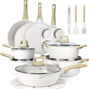 22 Piece Ceramic Non Stick Pots and Pans Set – Nonstick Cookware Set, Non-toxic Healthy Kitchen Cooking Set w/Frying Pans Set, Dishwasher Safe, PFAS PTFE PFOA PFOS Free