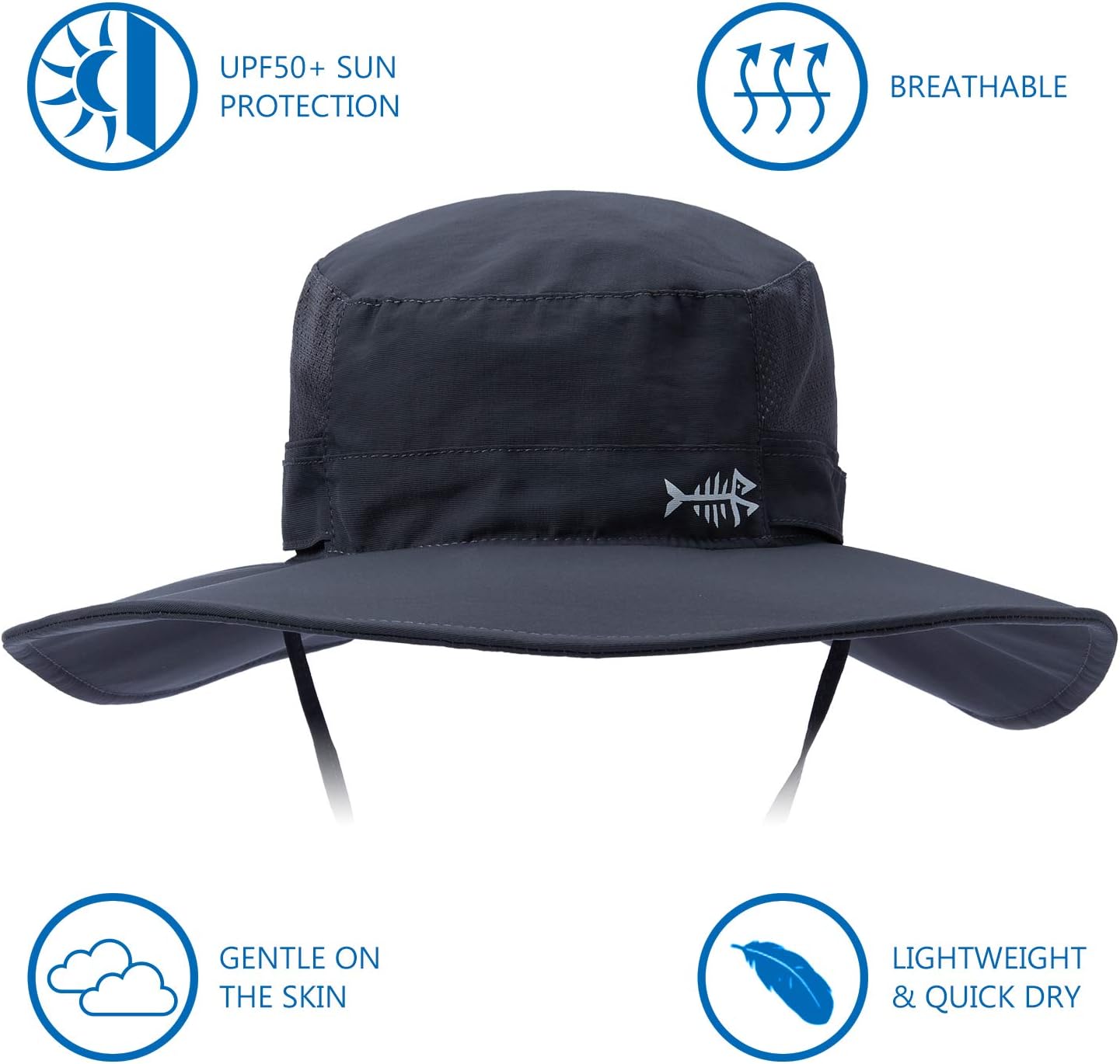 BASSDASH UPF 50+ Sun Fishing Hat Water Resistant with Detachable Neck Flap - Image 2