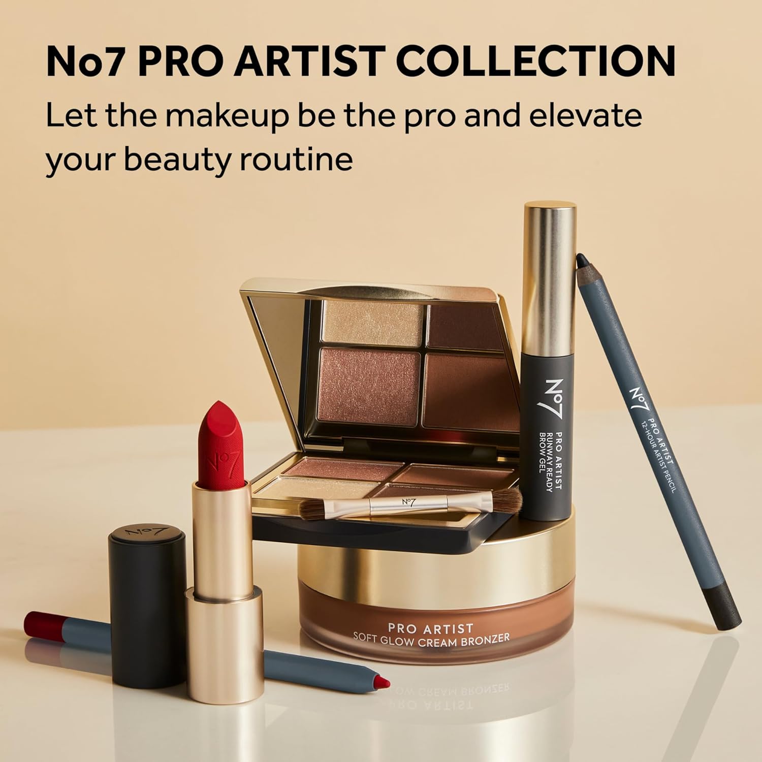 No7 Pro Artist Eyeshadow Palette - High-Pigment Eye Makeup with a Lasting Finish & Blendable Formula - Includes Matte & Shimmer Eyeshadow to Create Versatile Looks - Lights Camera Action (0.25 oz) - Image 7