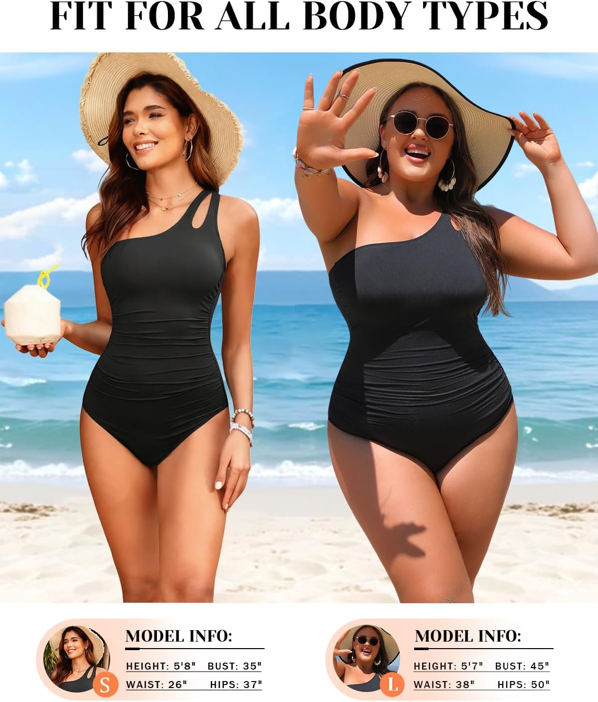 Holipick One Shoulder One Piece Swimsuit for Women Tummy Control Bathing Suits Modest Full Coverage Keyhole Swimwear - Image 5