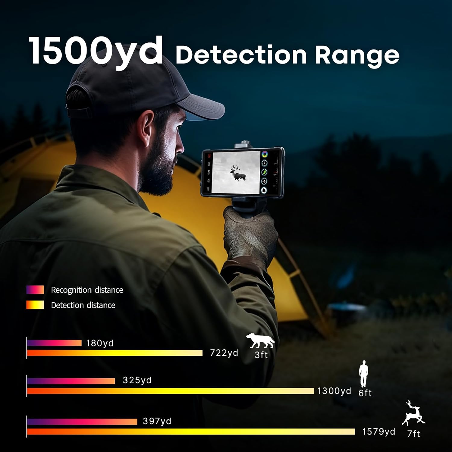 T2 Pro Thermal Monocular for iPhone, 1500 Yards Night Vision Camera with 13mm Lens, Tactical Handle, Infrared Imager for Outdoor Detecting Deer - Image 2