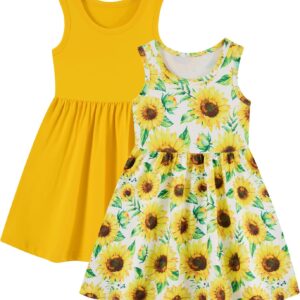 Funnycokid Toddler Girls Dress Sleeveless 2 Pack Kids 2-6 Years