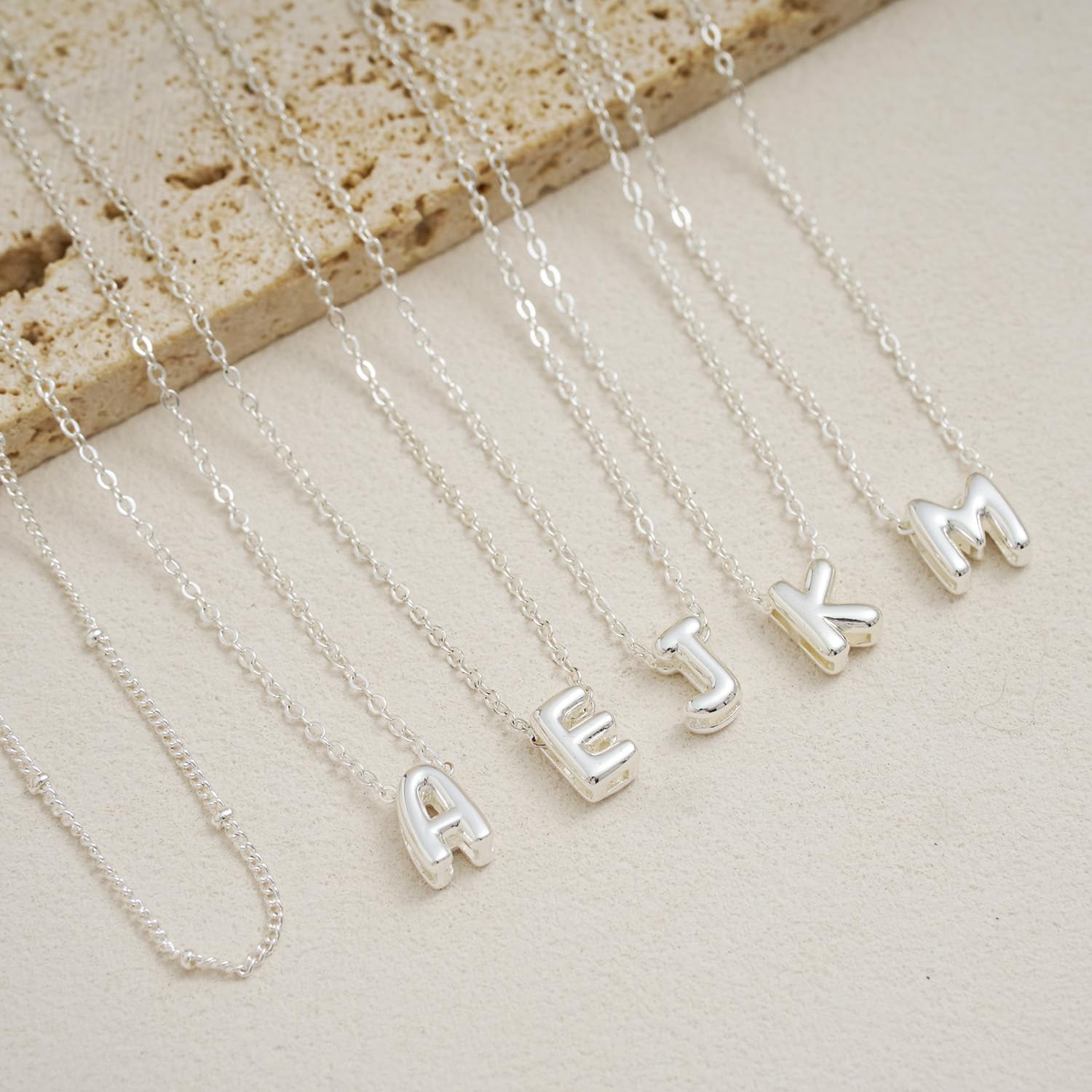 Valentines Day Gifts for Her - Bubble Letter Necklace Layered 14K Gold Plated Initial Necklaces for Women Dainty Cute Choker Pendant Stack Jewelry Fashion Accessories Teen Gift Trendy Stuff - Image 5