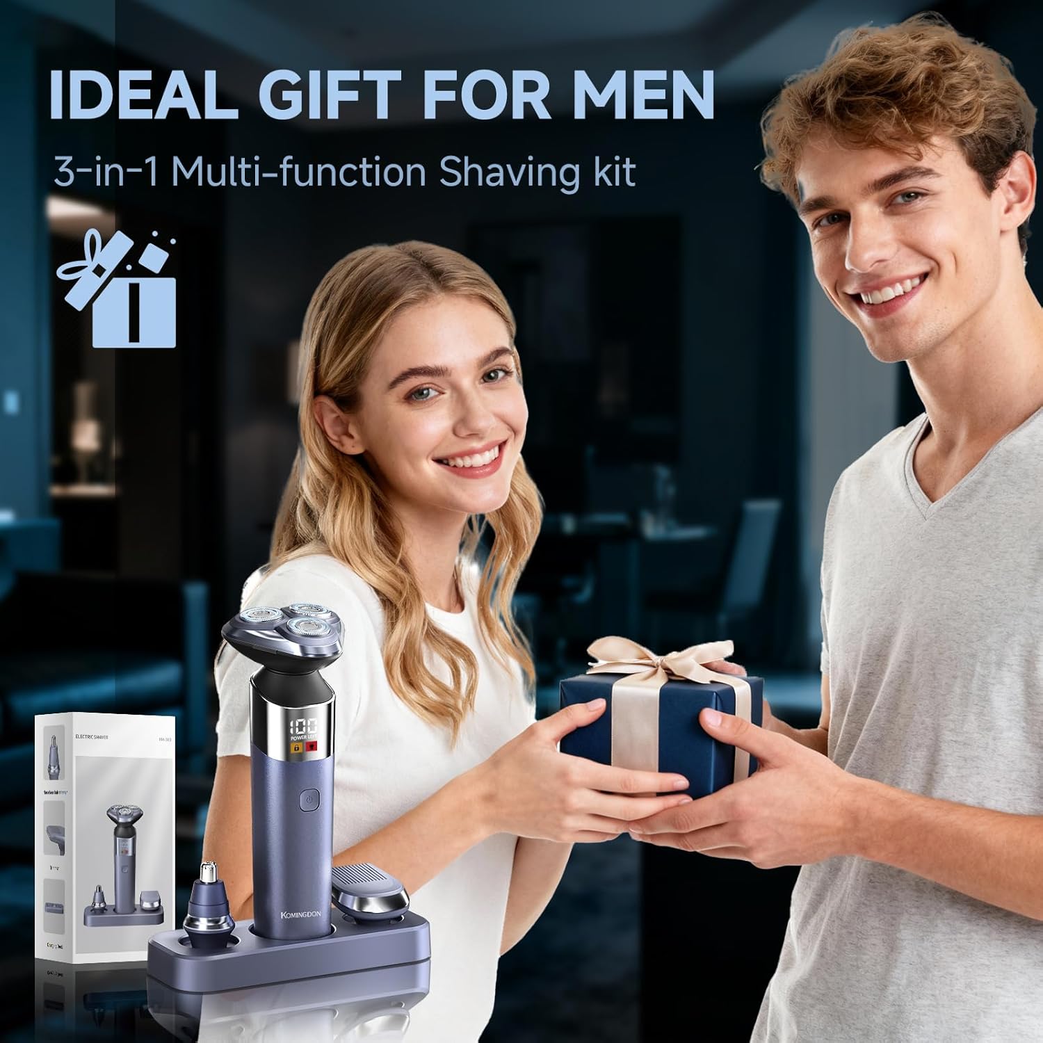 3 in 1 Electric Razor for Men,Cordless Electric Shaver,Men's Grooming kit for Beard,sideburn,Body Hair,Nose and Ear Hair,face,Waterproof,USB-C Charging,Men's Gift - Image 7