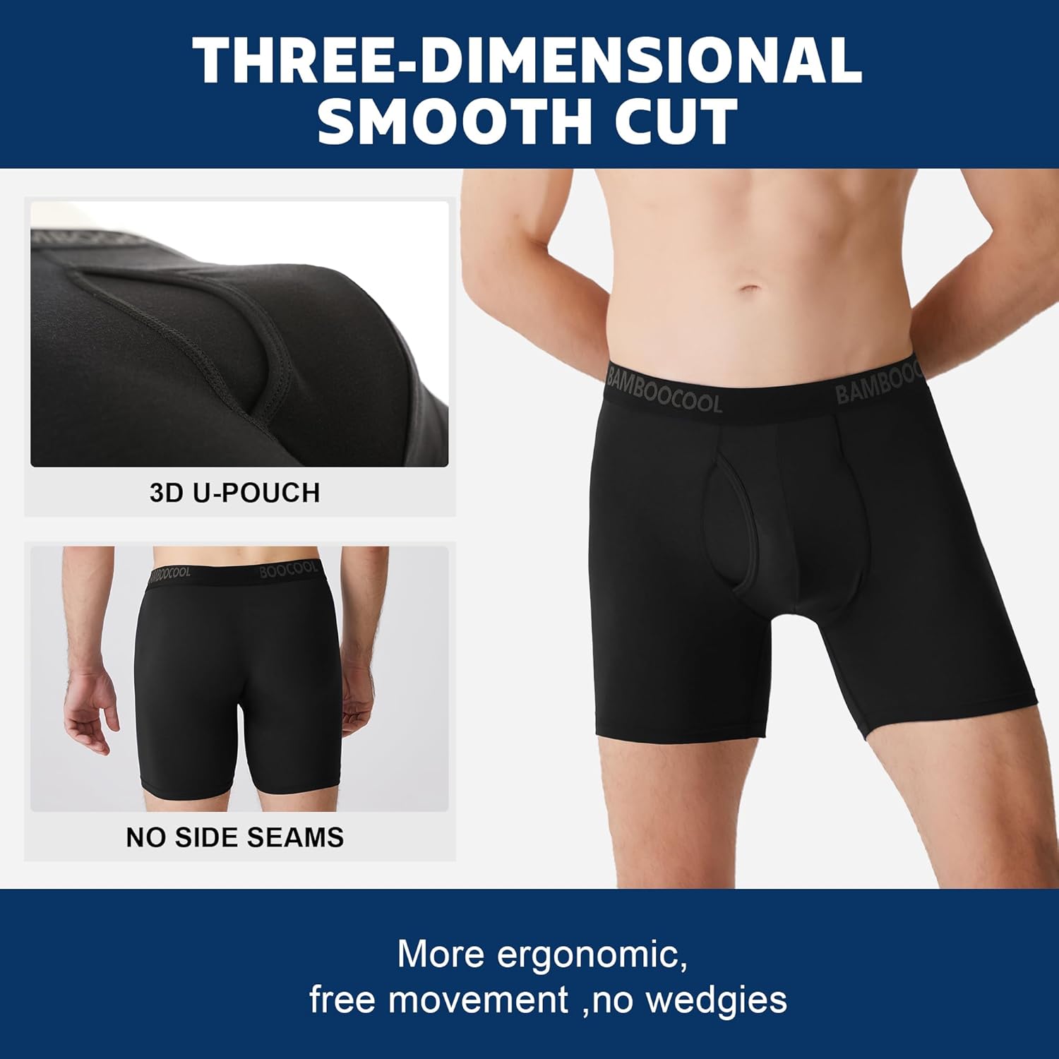 BAMBOO COOL Men's Underwear Breathable Boxer Briefs with Fly Moisture-Wicking Lightweight Underwear 7-Pack - Image 5