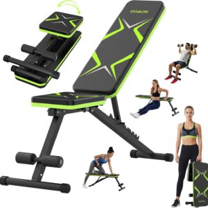 Adjustable Weight Bench, 7 Backrests Basic Workout Bench for Home Gym, Fast Folding, Stable Weight Bench for Men Women, Chest Shoulders Arms Muscles, Incline Bench Press for Full Body