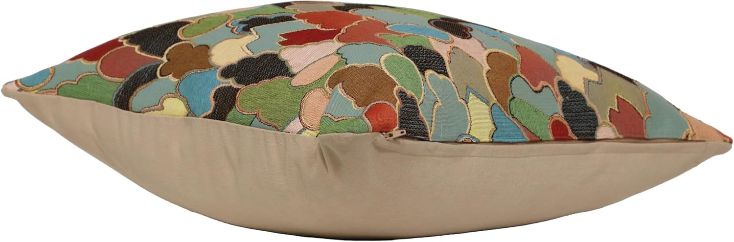 Charlotte Home Furnishings Throw Pillow Cover 19x19 - Blue Footprint Cushion Case - Cotton Jacquard Woven Fabric - Colorful Modern Accent Pillow - Abstract Art Deco Design for Living Room Decor - Image 9