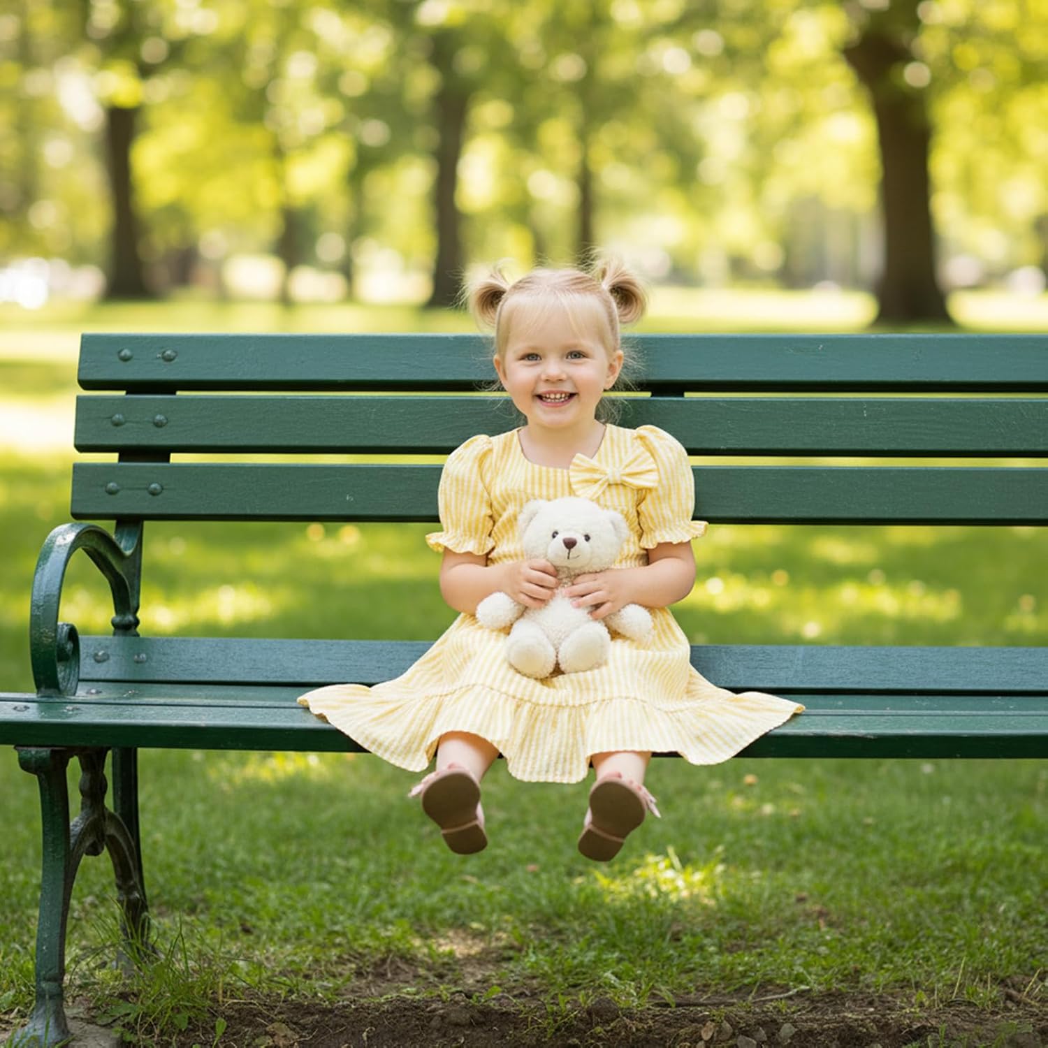 GRNSHTS Toddler Girl Summer Dress Kids Striped Puffed-Sleeve Casual Dresses 1-6Y - Image 7