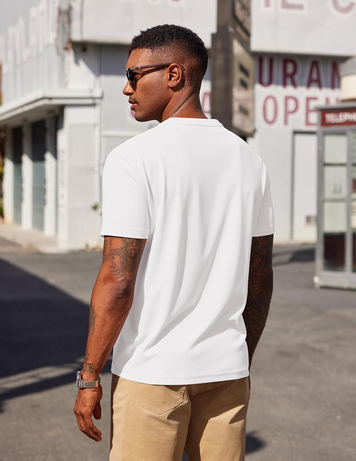 COOFANDY Men's Henley Shirts Short Sleeve Texture Casual Button Henley Summer Classic Basic Tee Shirts - Image 4