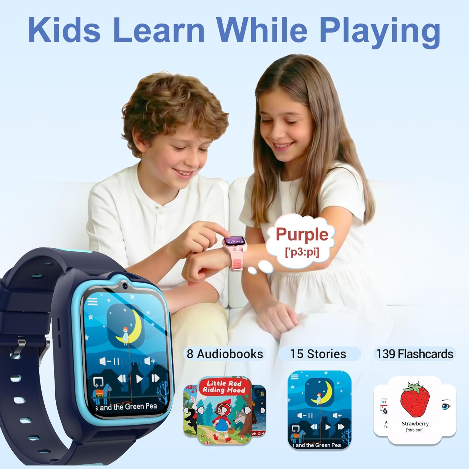 Smart Watch for Kids with Fitness Tracker Pedometer No Phone/App Needed, 1.75" Kid Digital Watch with IP68 Waterproof,Kids Smartwatch with Puzzle Games Sport Modes for Boys Girls Teens 5-16(Blue) - Image 6