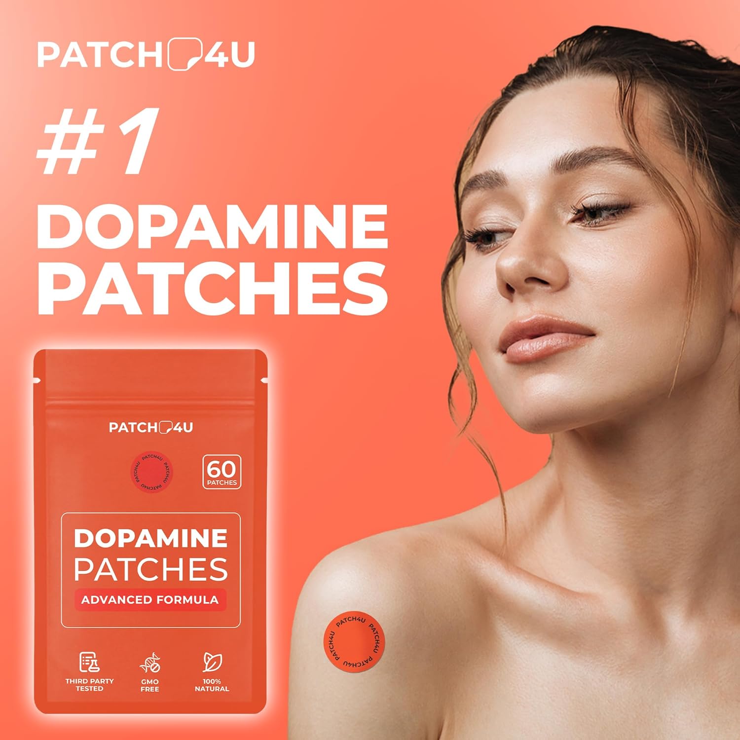 Dopamine Patches | Mood & Positivity | with Lion’s Mane, Rhodiola Rosea, Ginkgo Biloba, 5-HTP | Dopamine & Serotonin Balance for Women and Men | 60 Days Supply - Image 2