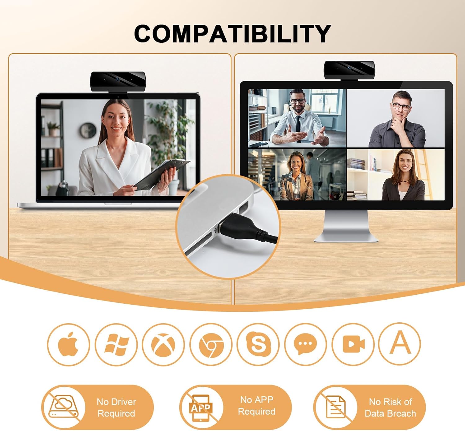 1080P Webcam with Microphone, Full HD Video Calling Web Camera, HD Light Correction Streaming Webcam for Zoom/Skype/Teams, Plug and Play PC Camera Web cam for Windows & Mac - Image 4