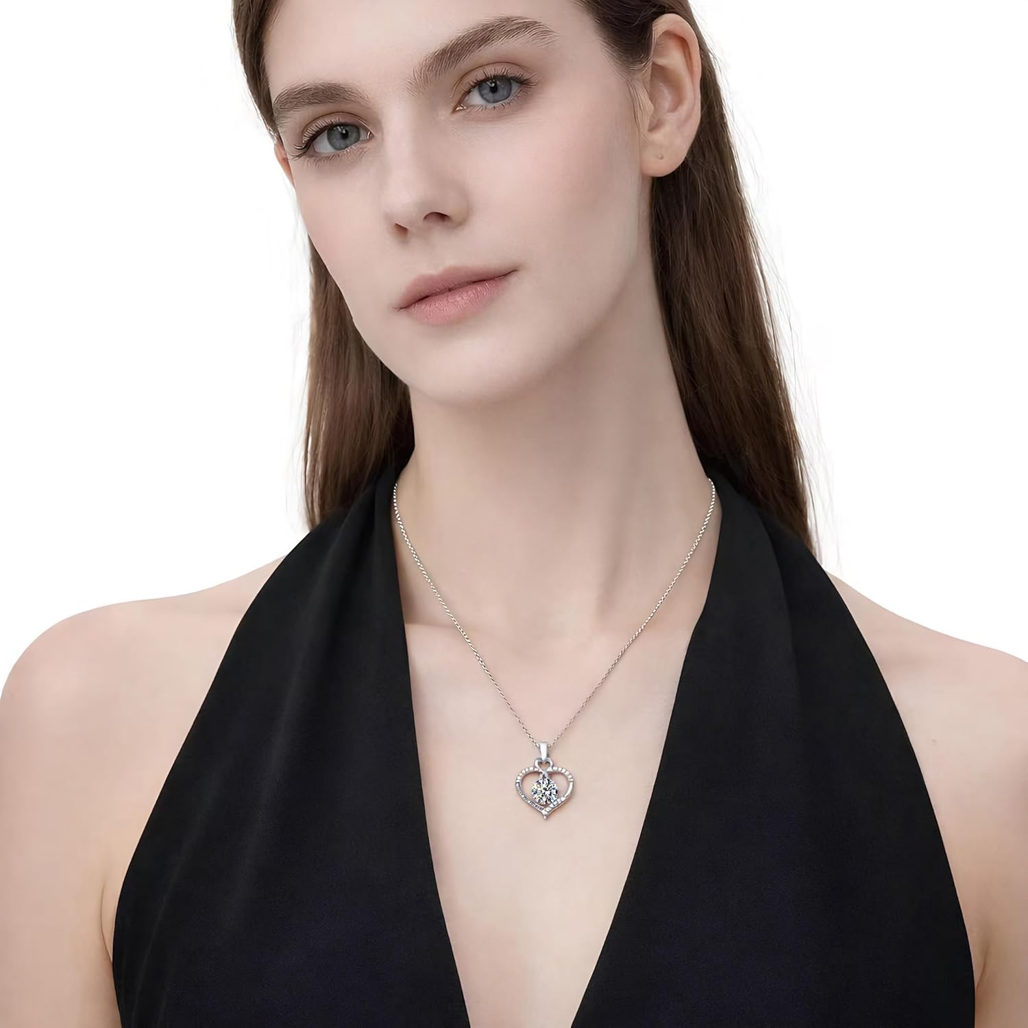 Moissanite Double Heart Necklace for Women, D Color VVS1 Lab Diamond Infinity Swan Pendant, S925 Sterling Silver 18K Gold Plated Jewelry Gift, 1-5 Carat Total Weight Options - Image 3