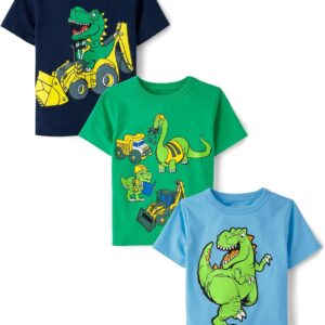 The Children’s Place Baby-Boys and Toddler Dino Short Sleeve Graphic T-Shirts,multipacks
