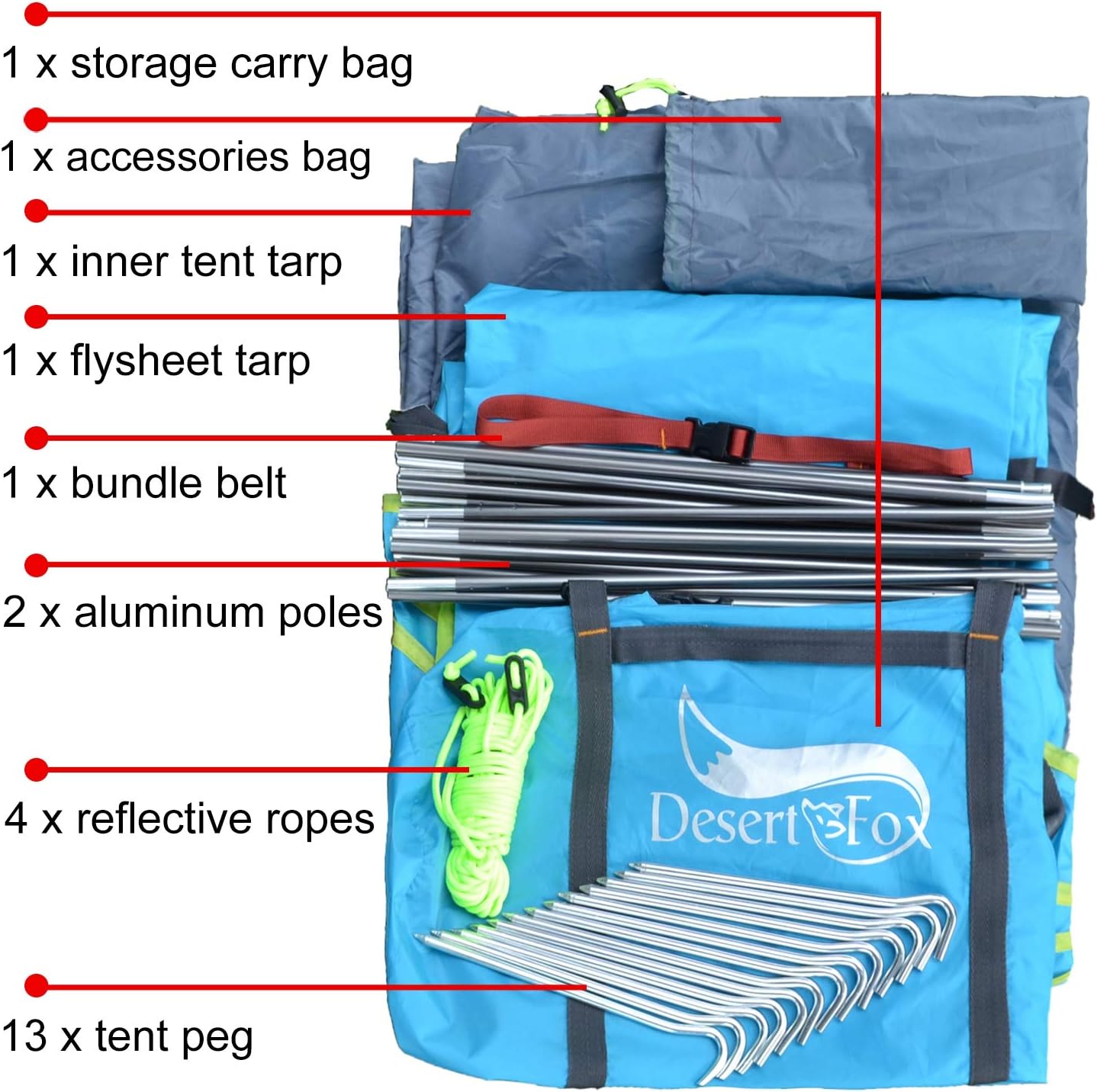 DESERT & FOX Camping Tents 1/2/3 Person,Outdoor Lightweight Backpacking Tent Waterproof 3 Season Tent for Family Hiking Hunting Mountaineering Travel - Image 4