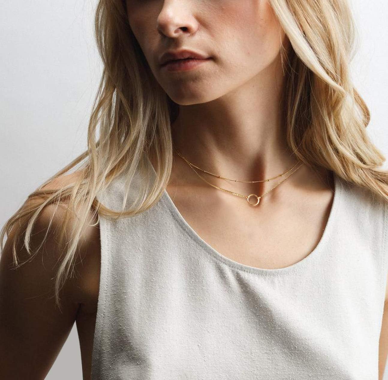 MEVECCO Layered Heart Necklace Pendant Handmade 18k Gold Plated Dainty Gold Choker Arrow Bar Layering Long Necklace for Women - Image 6