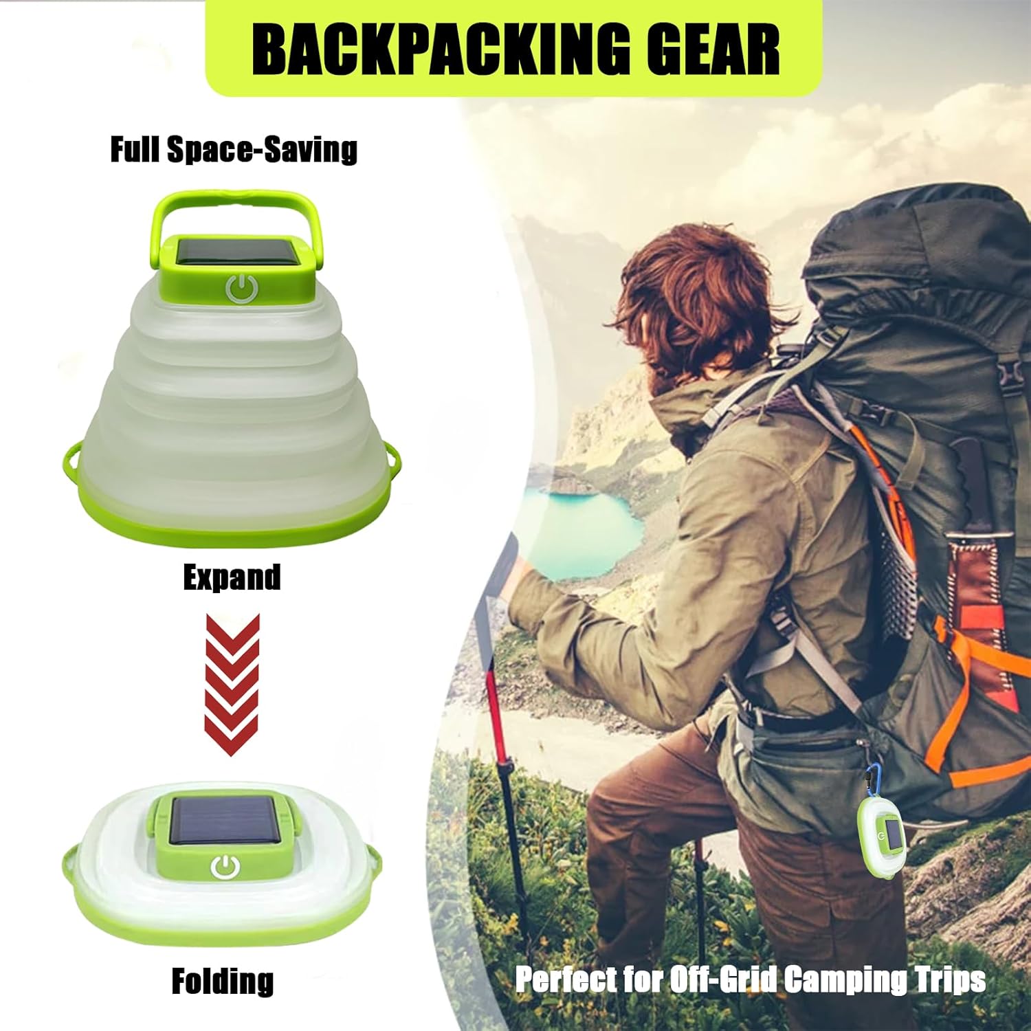 Solar Camping Lanterns-Collapsible Camping Essentials,IP65 Solar Lights Outdoor Waterproof,USB Portable Camping Hanging Lamp for Backpacking Gear,Emergency,Tent,Travel,Hiking - Image 2