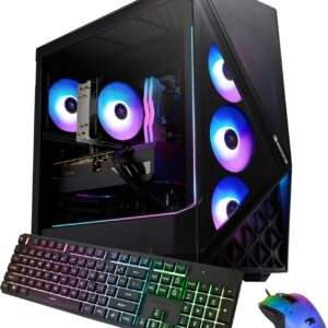 iBUYPOWER Slate Black Gaming PC Desktop Computer AMD Ryzen 7 7700 CPU, NVIDIA GeForce RTX 5060 8GB GPU, 32GB DDR5 RGB 5200MHz RAM, 1TB NVMe SSD, Windows 11 Home, Gamer Keyboard, Mouse – SBA7N5602