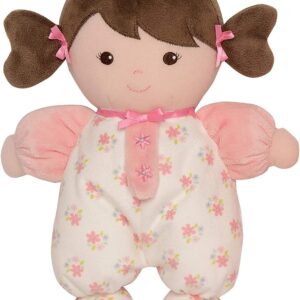 Baby Starters Plush Baby Doll with Rattle, Brunette Olivia, Pink, 9 inch