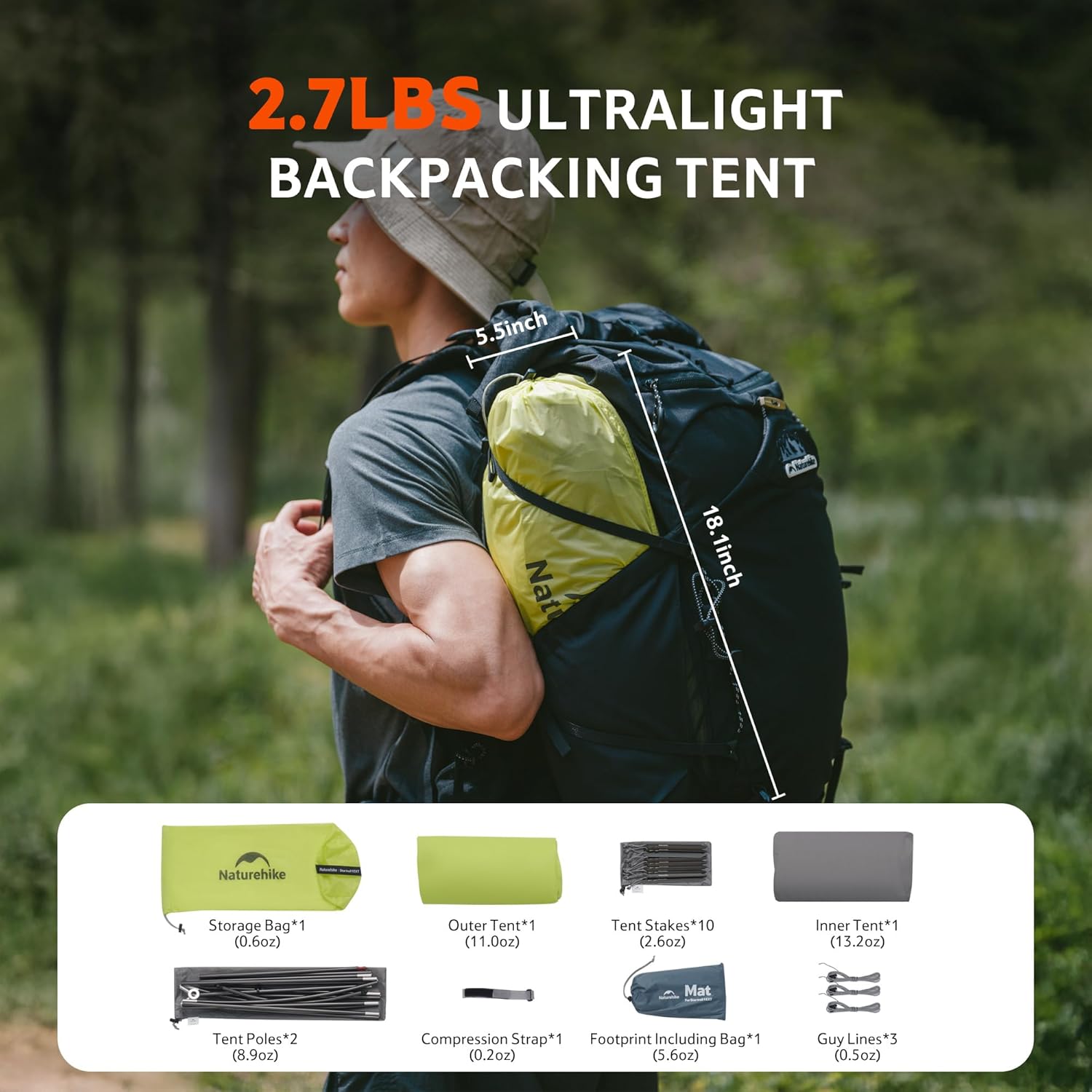 Naturehike Star Trail Ultralight Backpacking Tent, 2.3lb One Person Tent, 2.76 lb 2 Person Tents for Camping - Image 3