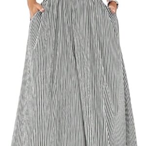 Milumia Women’s Striped Strapless Maxi Dress Summer Casual Tube Top Long Dresses with Pocket