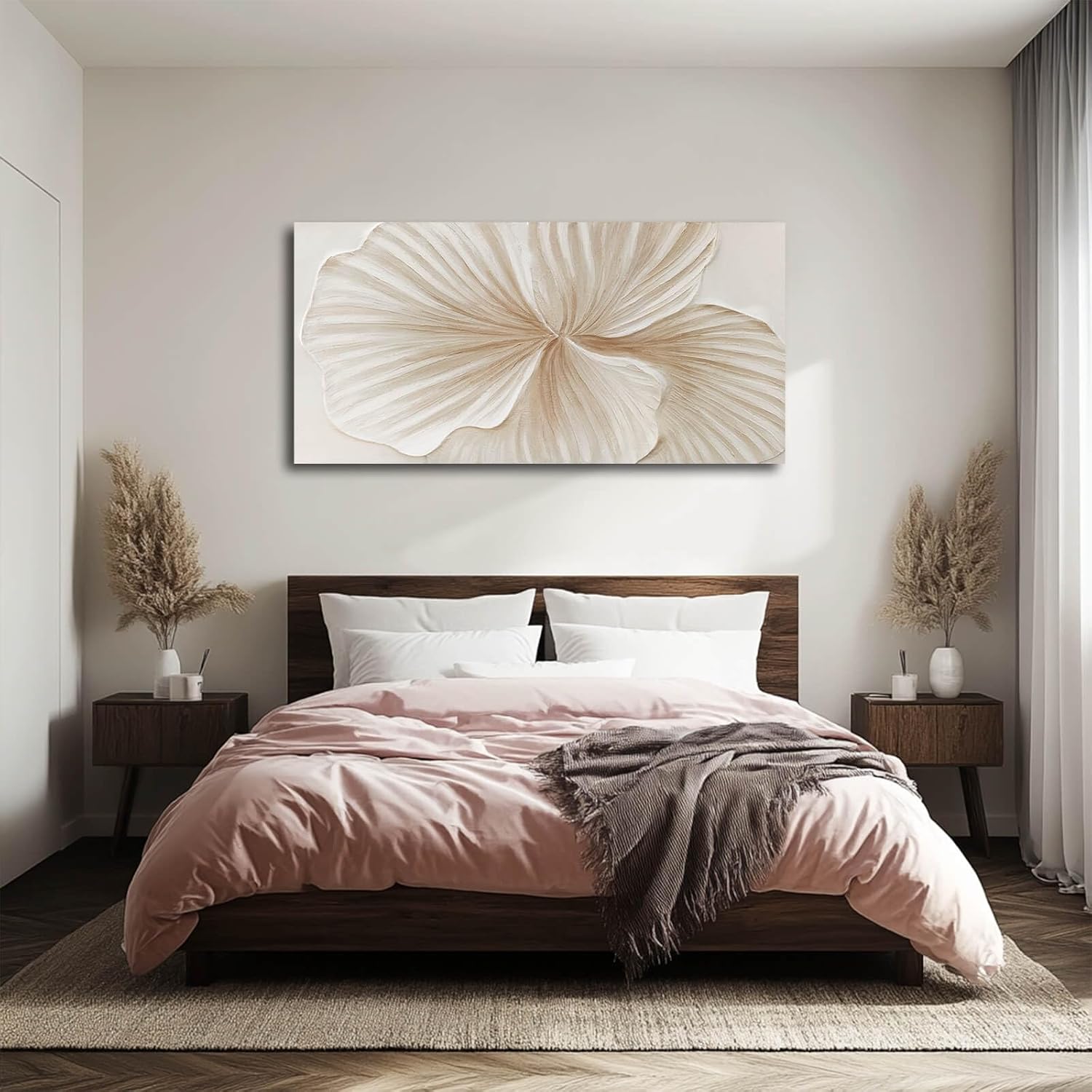 WINKAILIN White and Gold wall Art Abstract Floral Painting Modern 24x48 Artwork Minimalist Canvas for Bedroom Living Room Office Home Decoration - Image 3