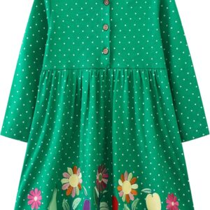 Toddler Girls Cotton Summer Embroidery Applique Short Sleeve Dresses 2-7 Years
