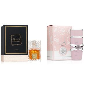Lattafa Yara & Khamrah Eau De Parfum 100ml Each (3.4 oz) | Long-Lasting Unisex & Women’s Fragrance Set | Arabic Perfume Bundle | Sweet, Spicy & Oriental Scents