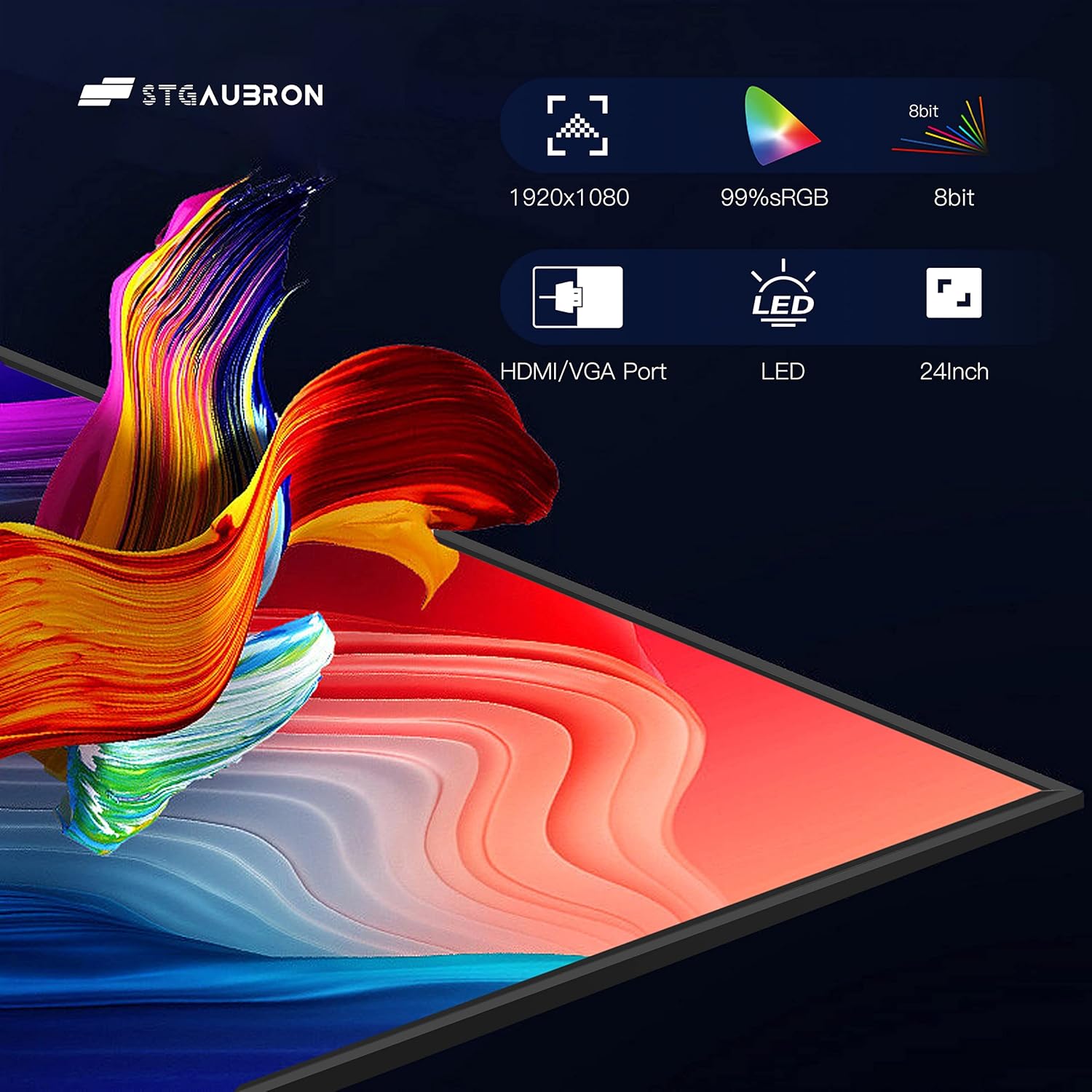 STGAubron Gaming PC Bundle with 24 Inch FHD LED Monitor-Radeon RX 580 8G, Intel Core I7 up to 3.9GHz,16G RAM, 512G SSD, RGB Fan x6, Windows 11 Home - Image 7