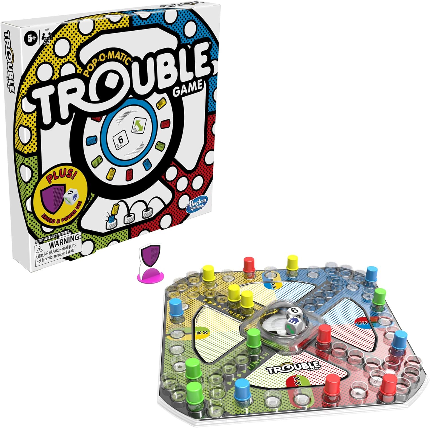Hasbro Gaming Trouble Board Game, Includes Bonus Power Die and Shield, Family Game for 2-4 Players, Ages 5 and Up (Amazon Exclusive) - Image 4